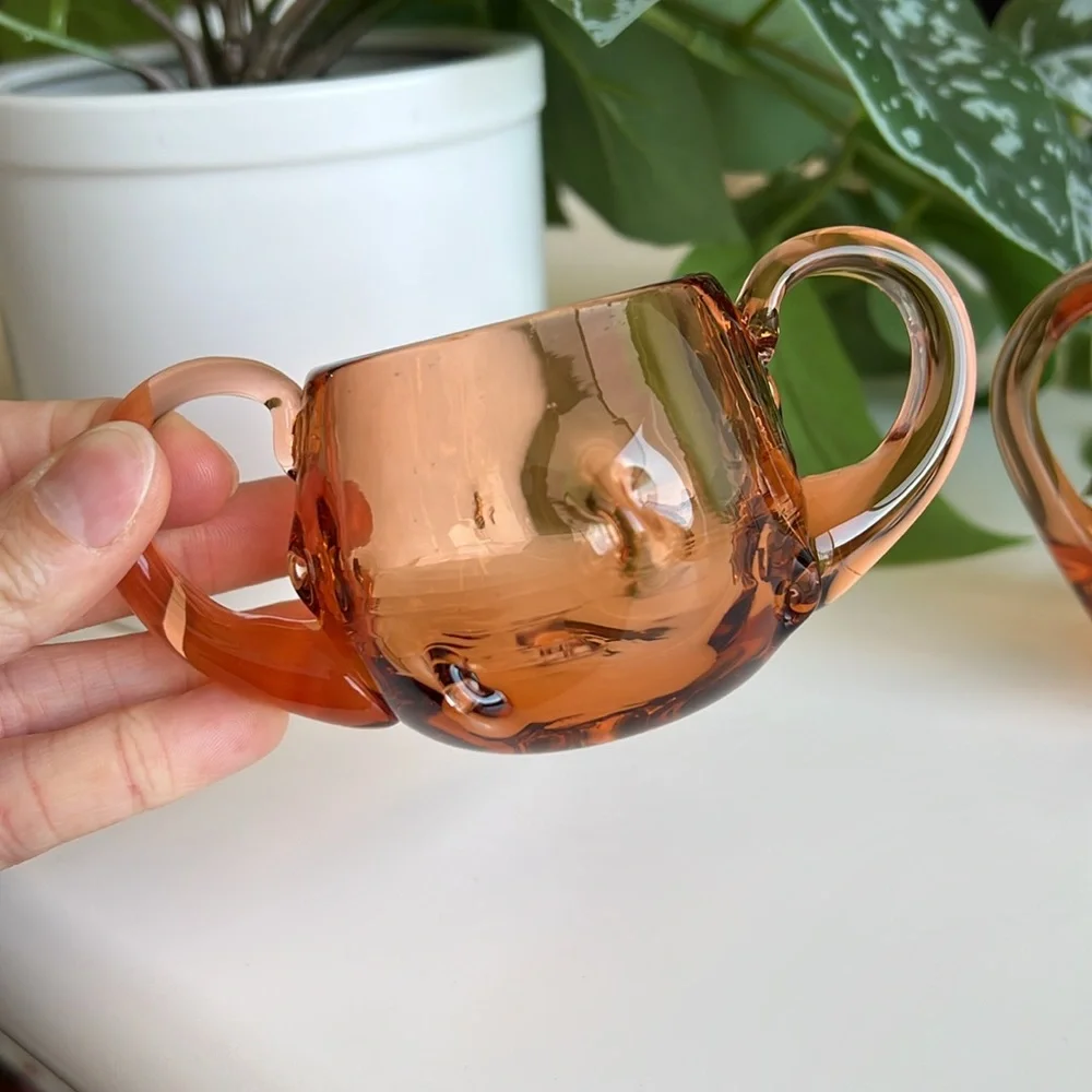 Blown Glass Sugar & Creamer Small Mini Vases Match Holders Vintage